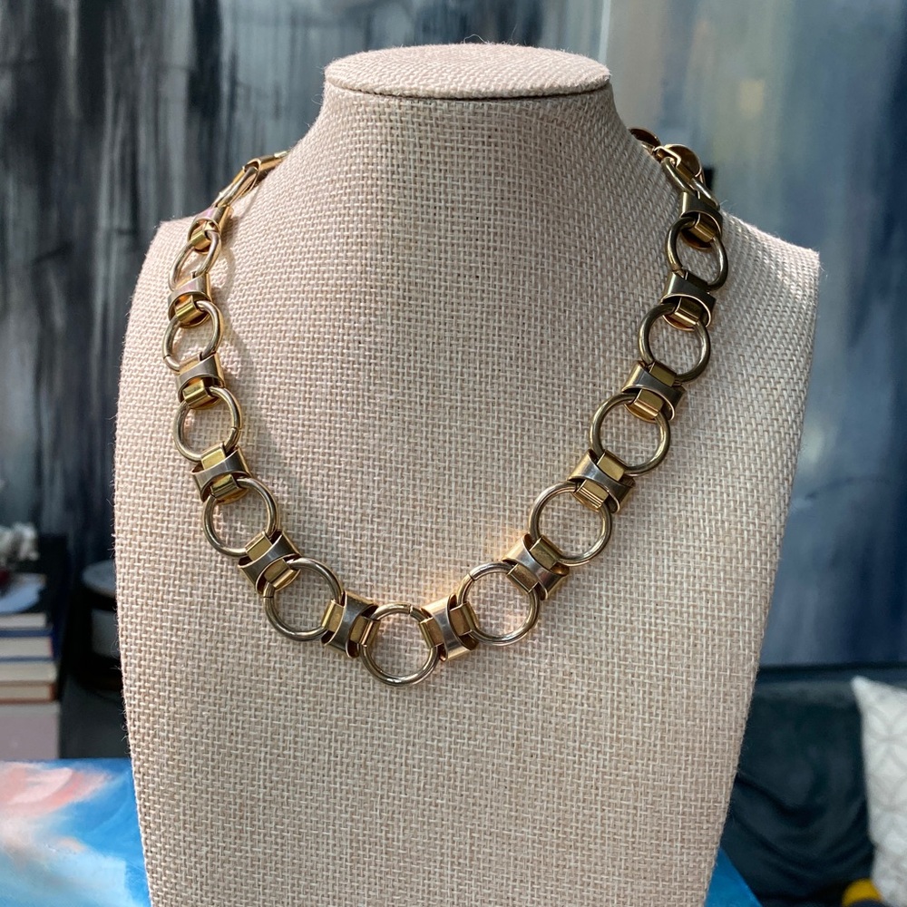 VTG Donald Stannard Gold Tone Link Necklace Signed Rare - Picture 7 of 8